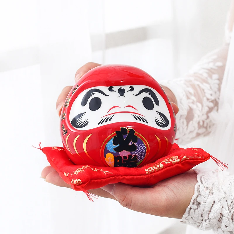Interior Design Japan - Patung Daruma keramik Jepang 4.5 inci,