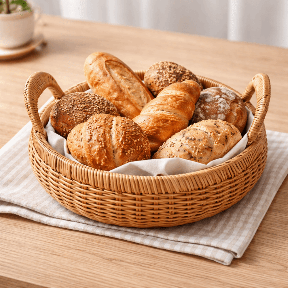 Rattan Tray Handle - Keranjang Penyimpanan Rotan Imitasi Kapasitas Besar,