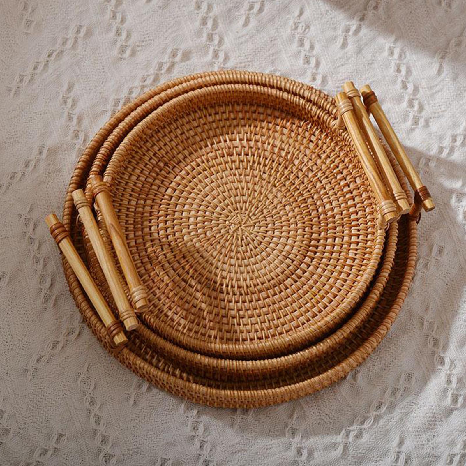 Nampan Sajian Rotan Bulat untu - Rattan Tray Handle ulasan dan harga