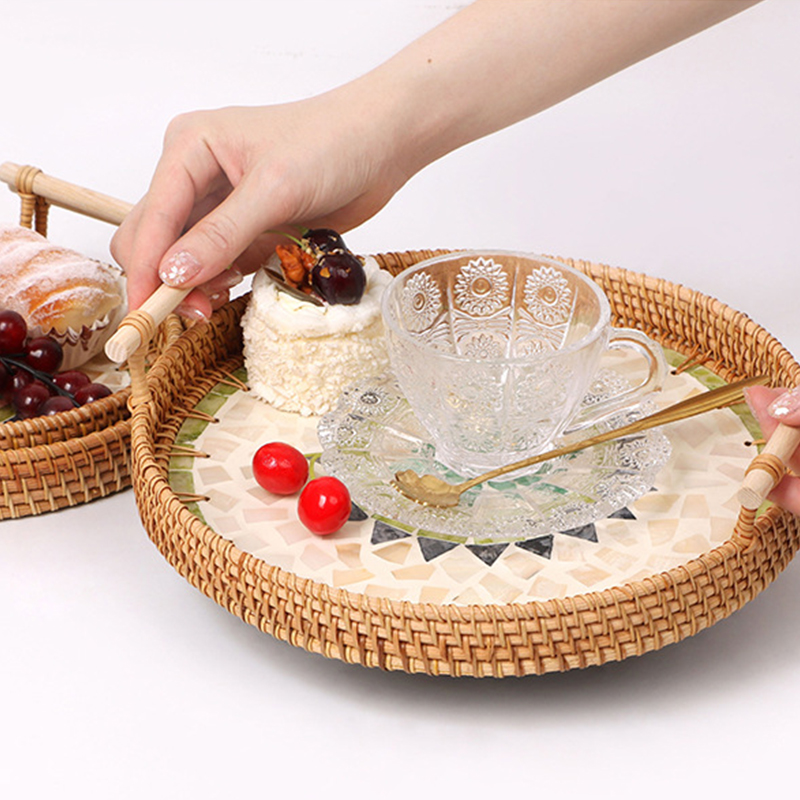 Nampan anyaman rotan buatan ta - Rattan Tray Handle ulasan dan harga