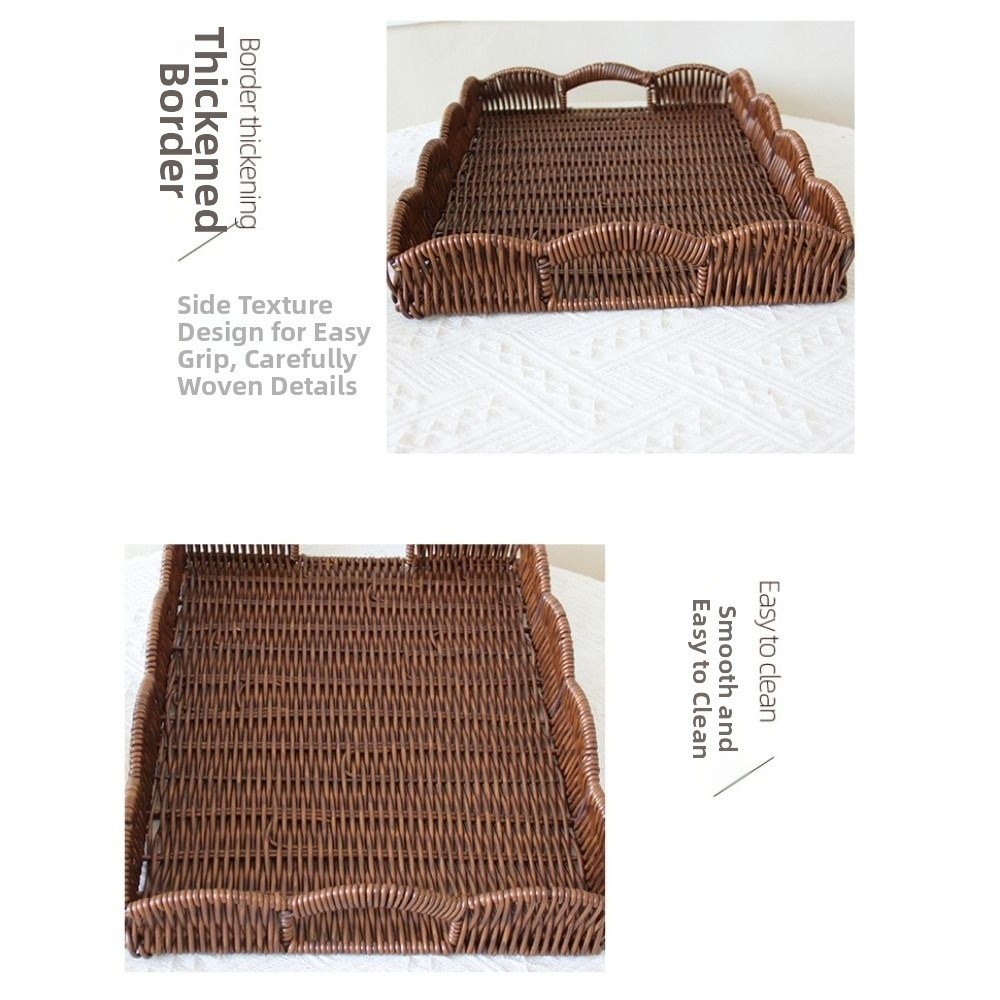 Nampan Penyimpanan Anyaman Rot - Rattan Tray Handle ulasan dan harga