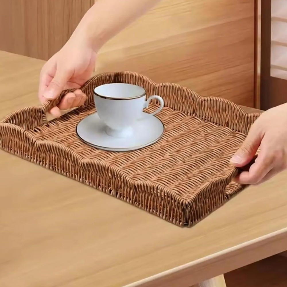 Nampan Penyimpanan Anyaman Rot - Rattan Tray Handle ulasan dan harga