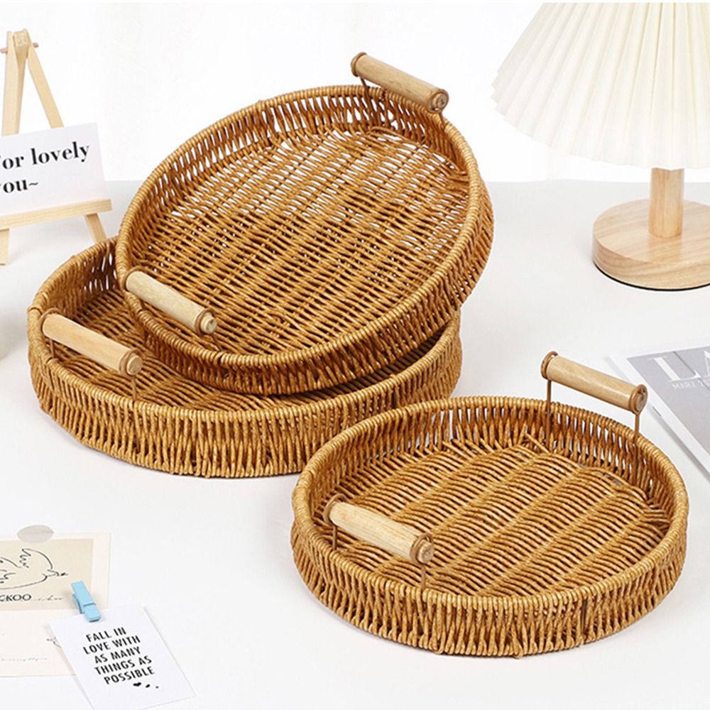 Nampan Penyimpanan Anyaman Pla - Rattan Tray Handle ulasan dan harga